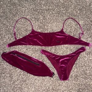 “Triangl” Plum Velvet Bikini Set